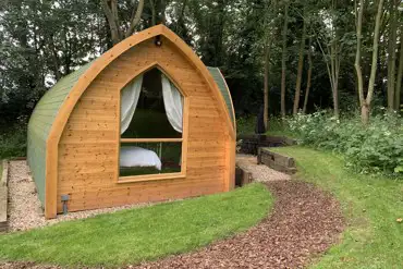 Posh ensuite pod exterior at Hunmanby Follies
