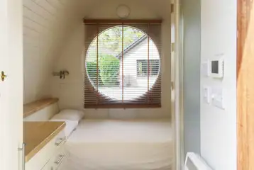 Glamping pod double bed interior