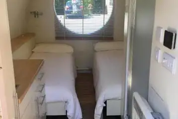 Glamping pod single bed interior