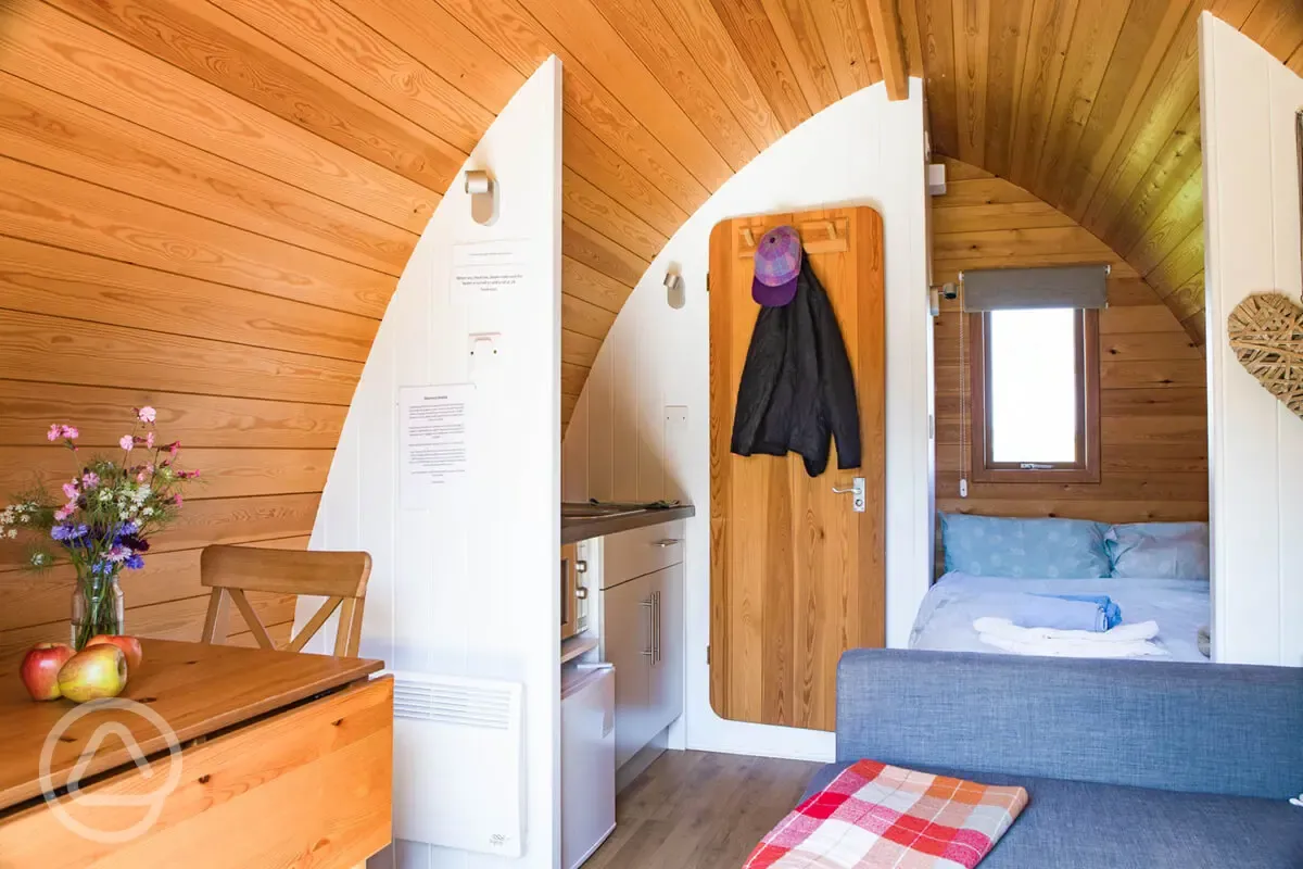 Glamping pod interior