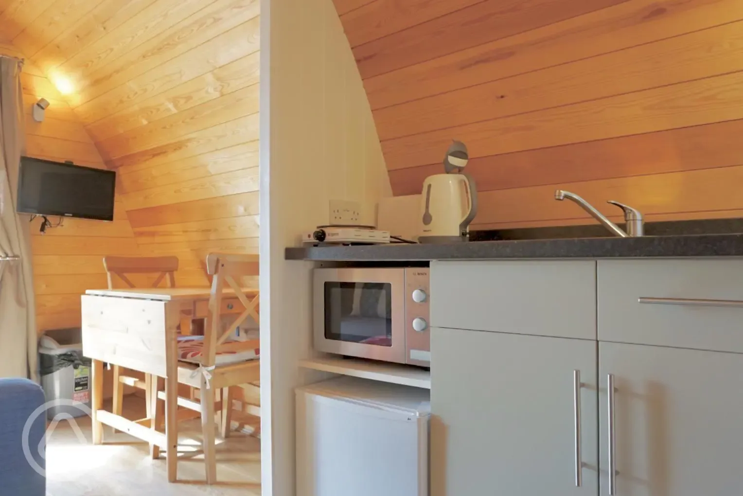 Glamping pod kitchen