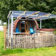 Alpaca pod with hot tub