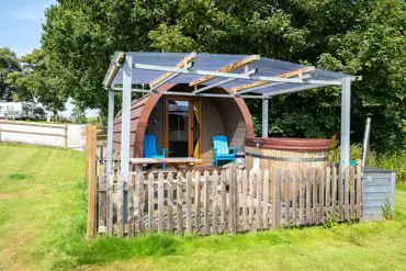 Alpaca pod with hot tub