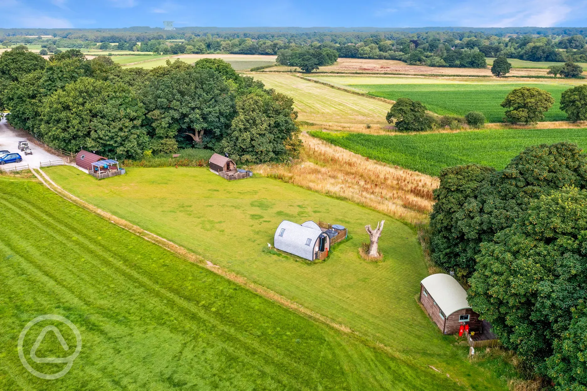 Aerial of the glamping