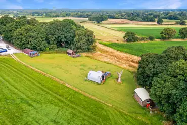 Aerial of Welltrough glamping with nearby parking