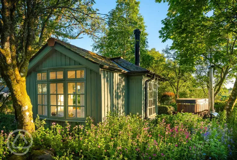 Summer Howf glamping cabin with optional wood-fired hot tub