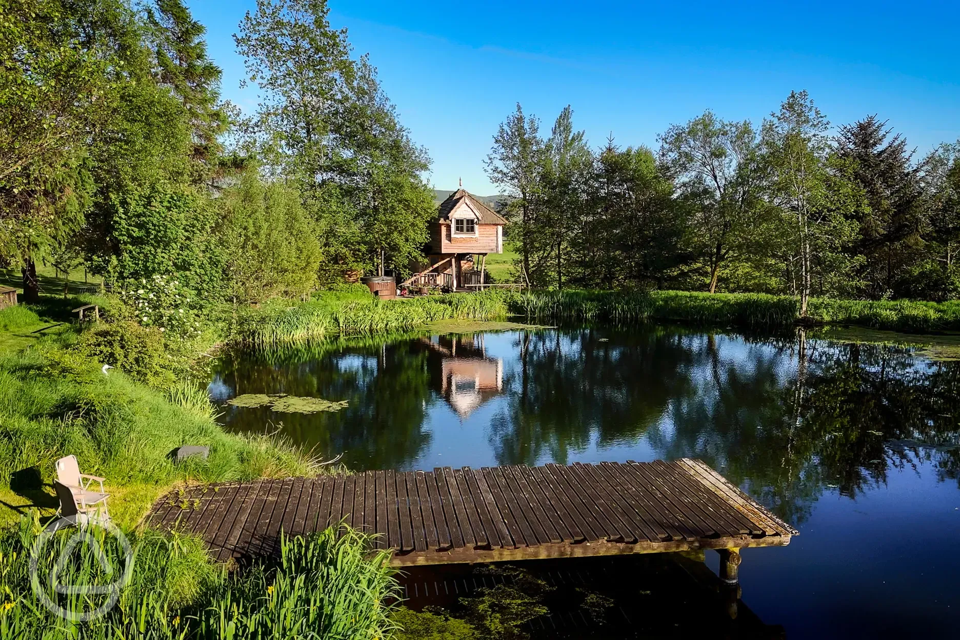 Wee Tree Howf Treehouse with pond views Wee Tree Howf Treehouse with pond views