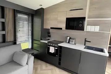 Glamping S-pods equipped kitchen area Glamping S-pods equipped kitchen area