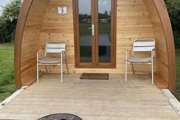 Camping pod (two person) with small decking and fire pit