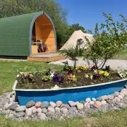 Camping pods with parking space for one vehicle Camping pods with parking space for one vehicle