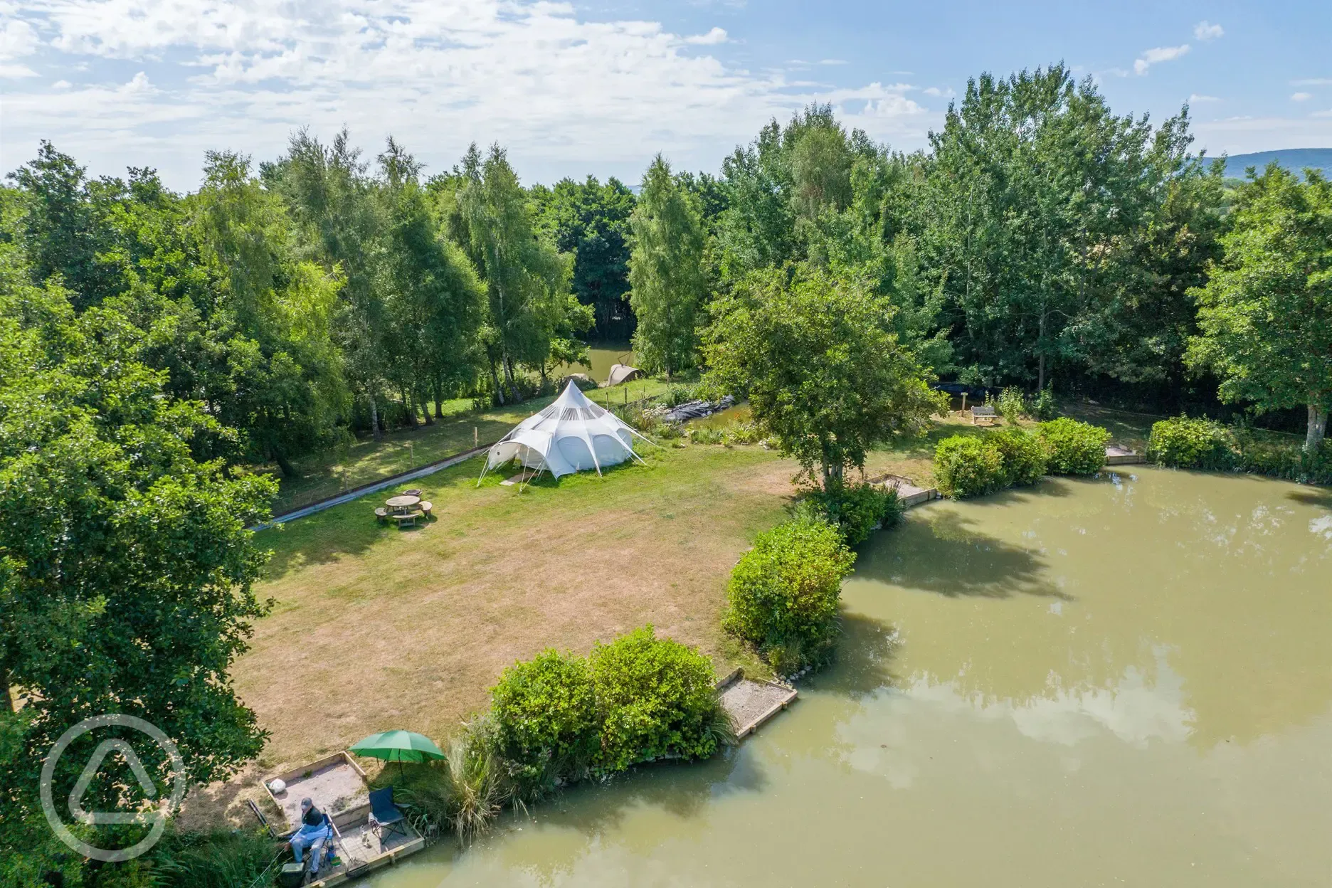 Bell tent next to lake