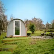 Family camping pods with outdoor picnic benches Family camping pods with outdoor picnic benches
