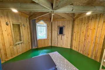 Six person camping pod interior Six person camping pod interior