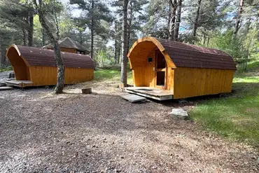 Four person camping pod exterior with private decking