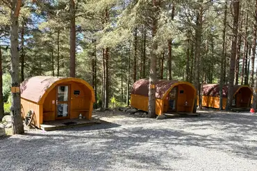 Four person camping pod exterior with private decking