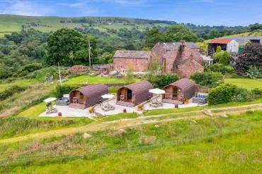 Aerial of the glamping pods