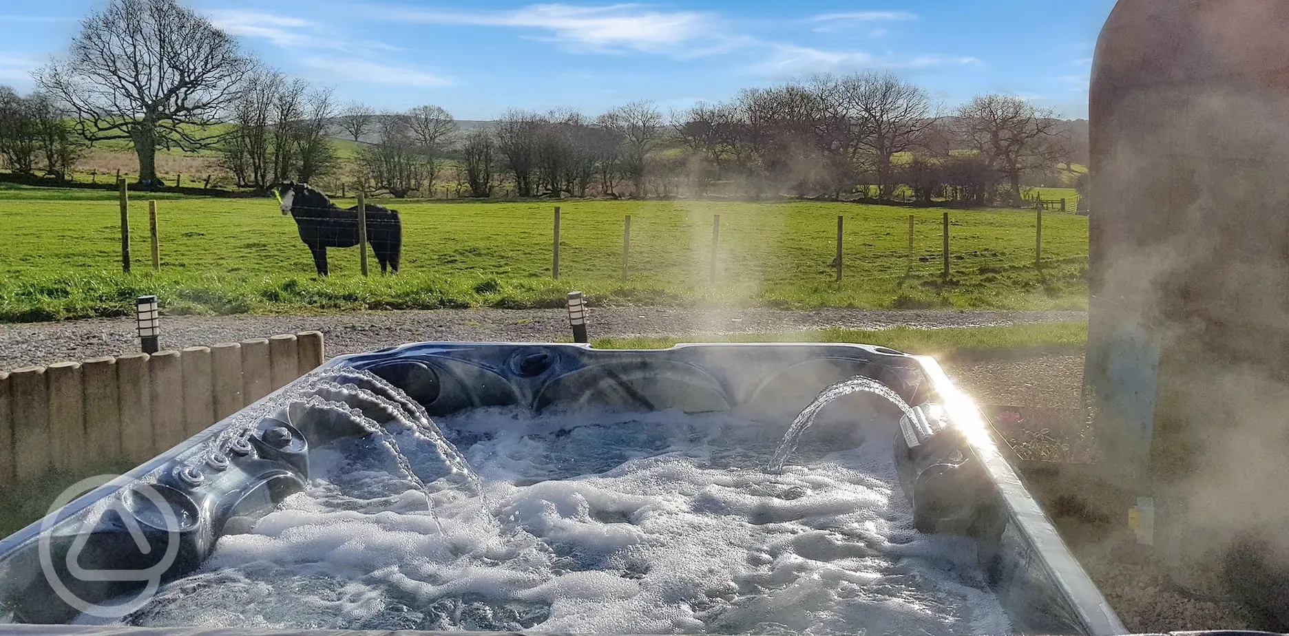 View from Woodland Star pod's hot tub