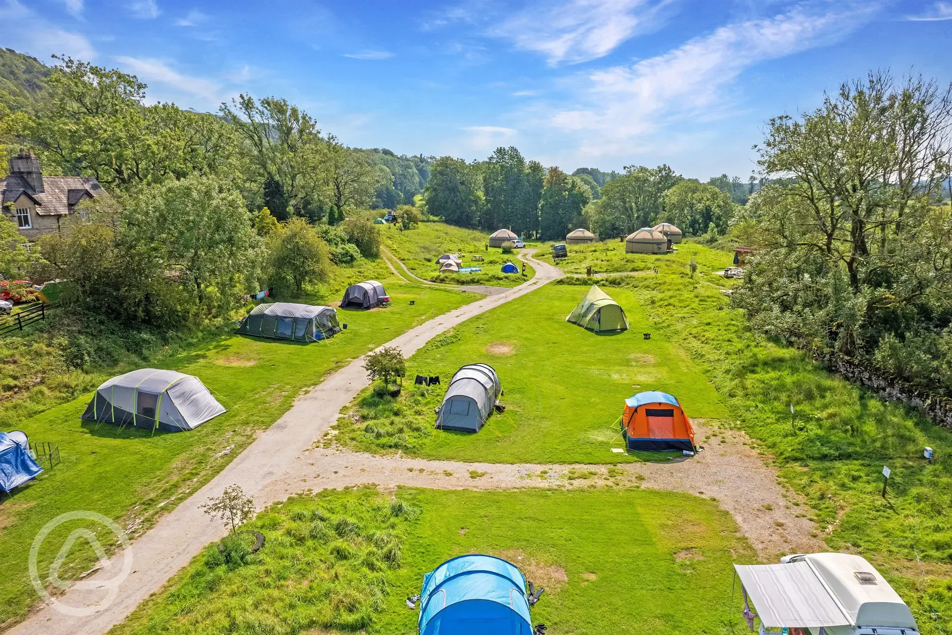 Grass pitches at Moss Howe Farm Campsite