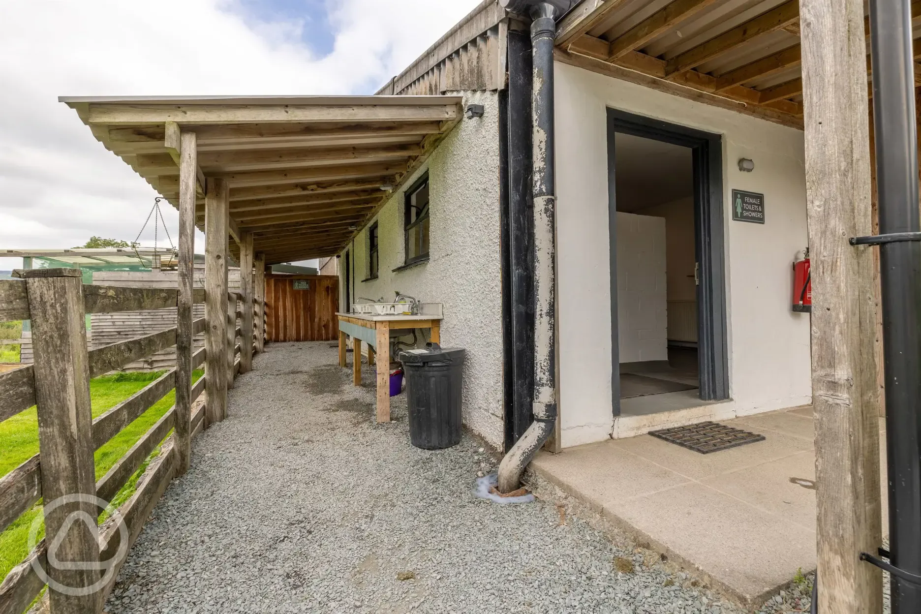 Facilities block exterior with washing up area