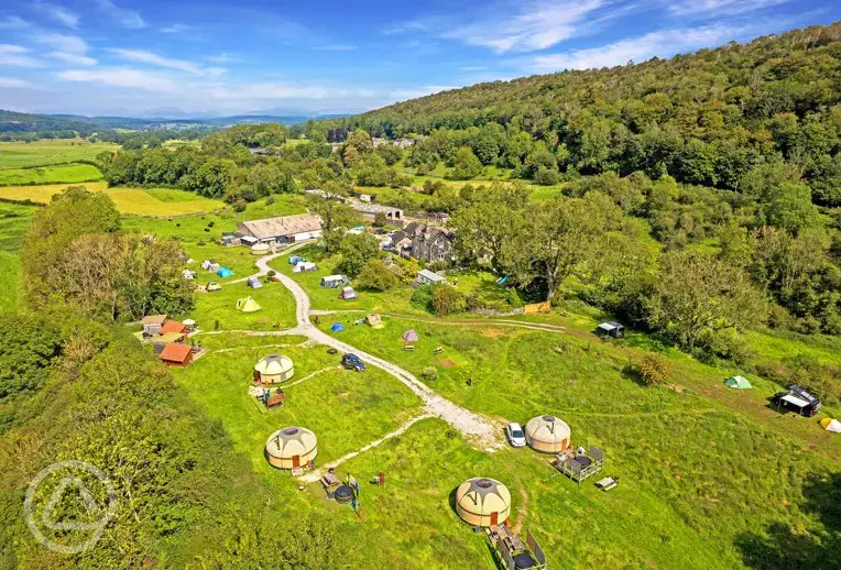 Aerial view of the campsite