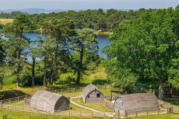 Glamping pods on the shore of Langley Dam