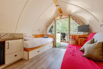 Humbleton fixed single bed with side access and a smart TV