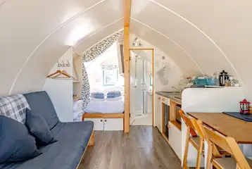 The Wheatley's with a king bed, sofa bed and drop-down single bunk for kids