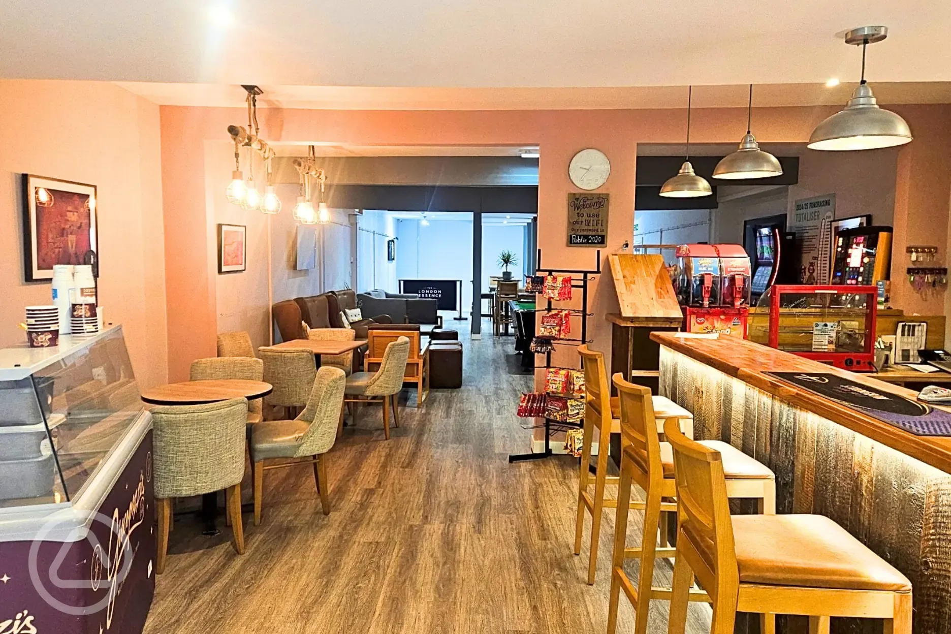 Bar area with an ice cream stand