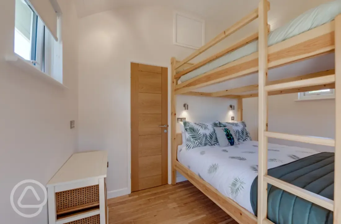 Family shepherds cabin bedroom