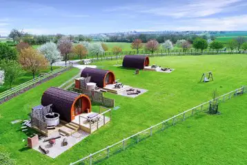 Aerial of the glamping pods