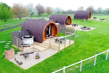 Aerial of the ensuite glamping pods with private decking Aerial of the ensuite glamping pods with private decking