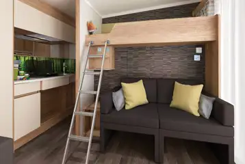 Studio pod cabin bunkbed with removable ladder and kitchen area Studio pod cabin bunkbed with removable ladder and kitchen area