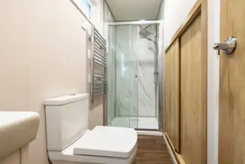 Studio pod cabin ensuite with rainfall shower and heated towel rail Studio pod cabin ensuite with rainfall shower and heated towel rail