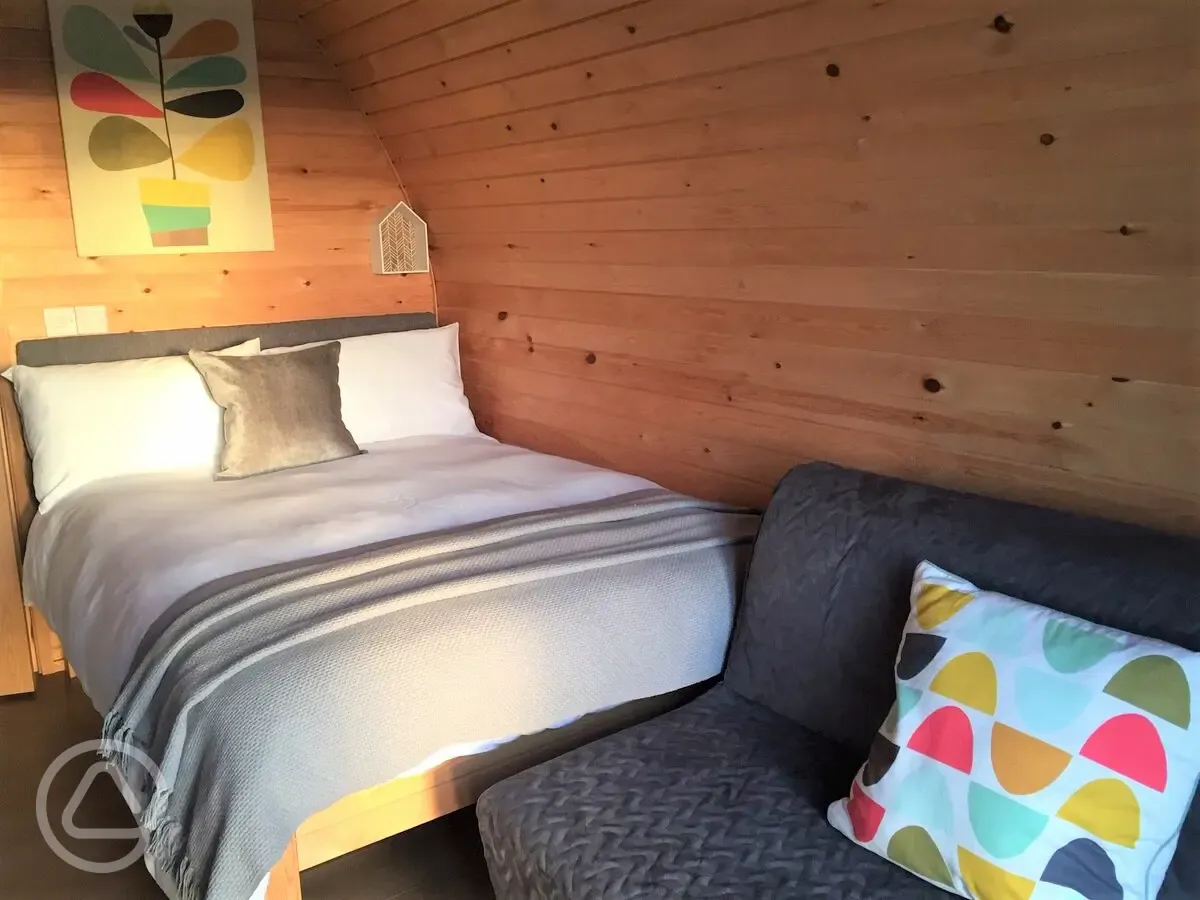 Adult only glamping pod interior