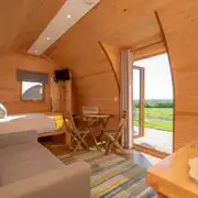 Four person glamping pod interior