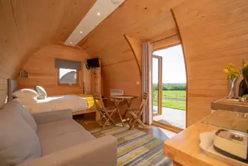 Four person glamping pod interior