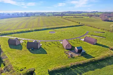 Aerial of the glamping pods