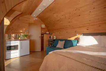 Four person glamping pod interior