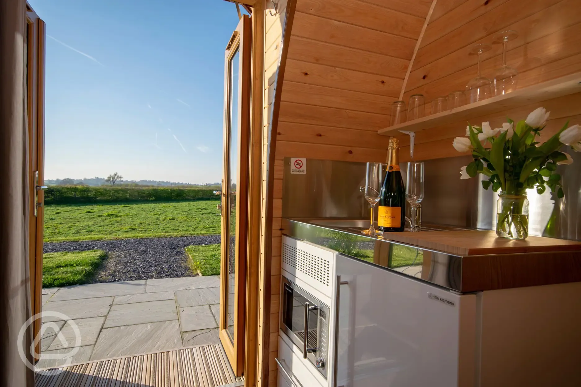 Four person glamping pod kitchen