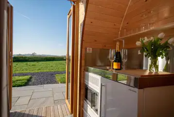 Four person glamping pod kitchen