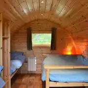 Family glamping pod interior