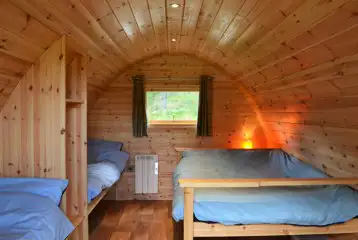 Family glamping pod interior