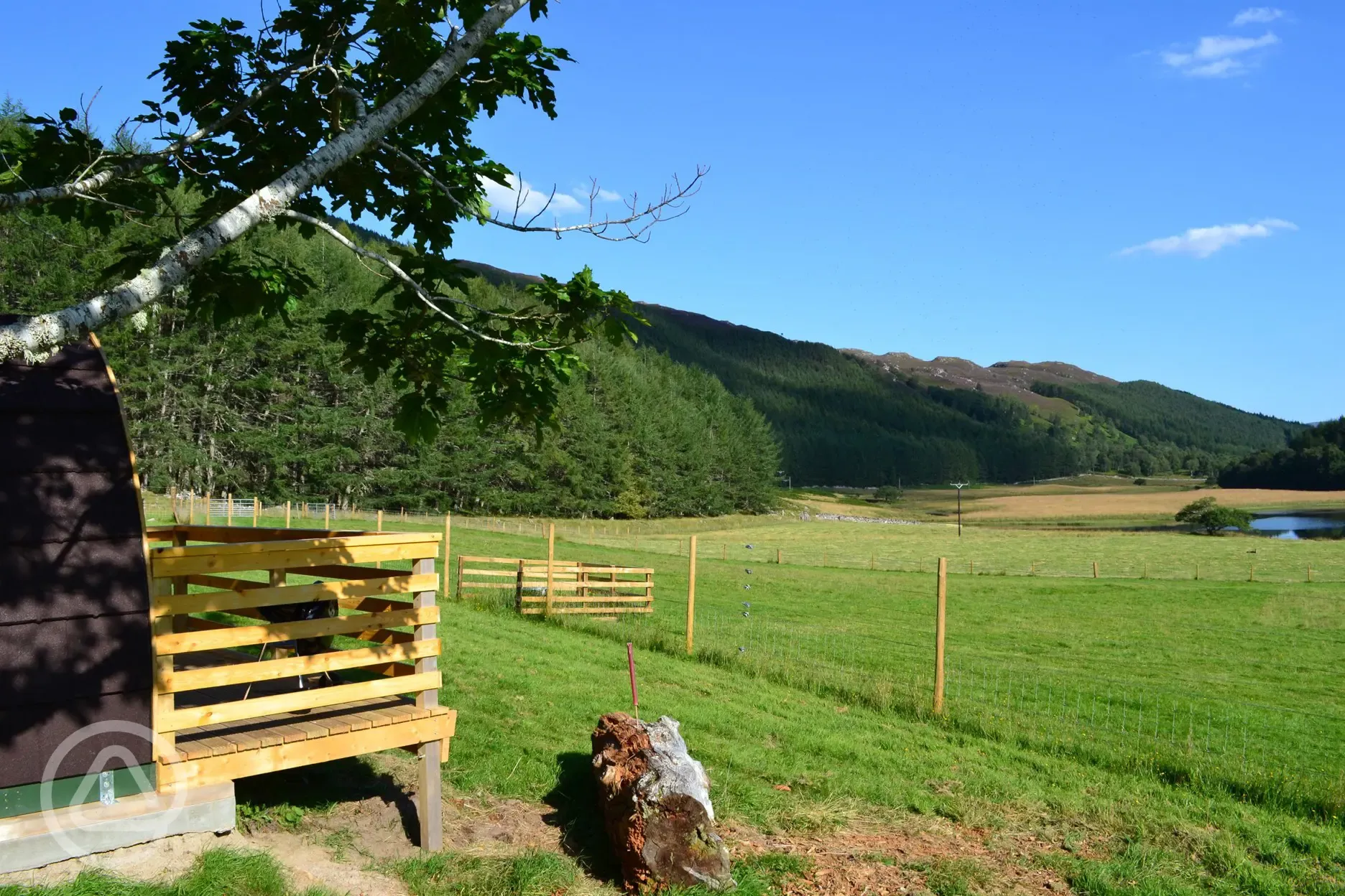 Countryside views from your glamping pod