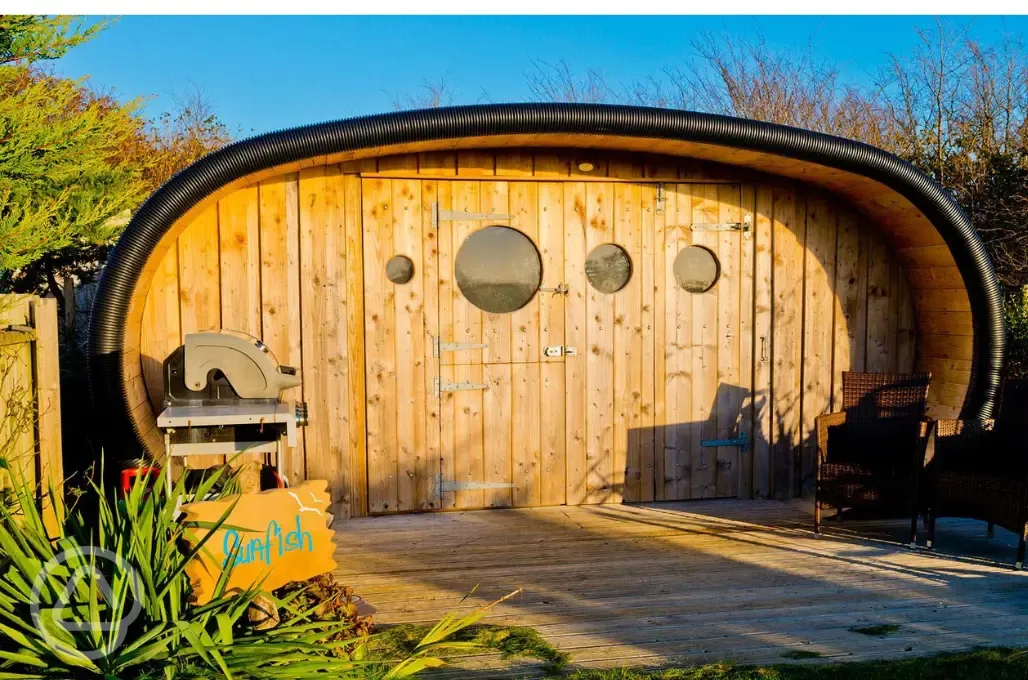 Glamping pod outdoor area