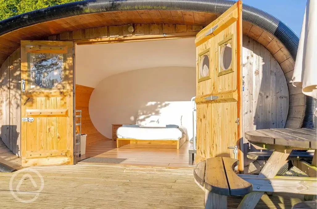 Glamping pod outdoor area