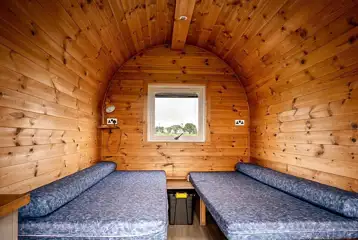 Small camping pod interior