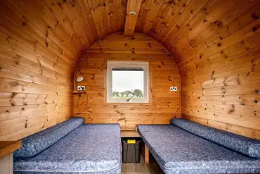 Small camping pod interior