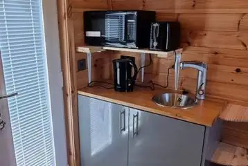 Camping pod kitchen area