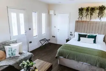 The Botanical ensuite glamping pod interior The Botanical ensuite glamping pod interior