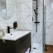 Glamping cabin bathroom